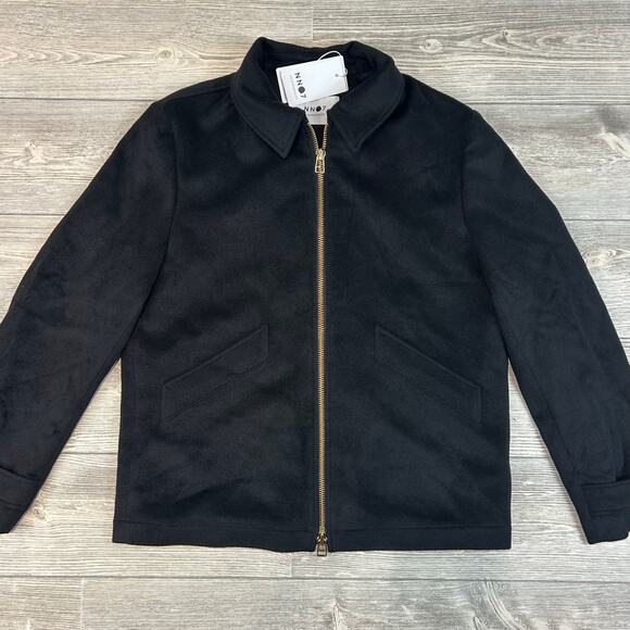 NN07 No Nationality Black Jacket NWT Large Gold Zipper $550 Premium Menswear